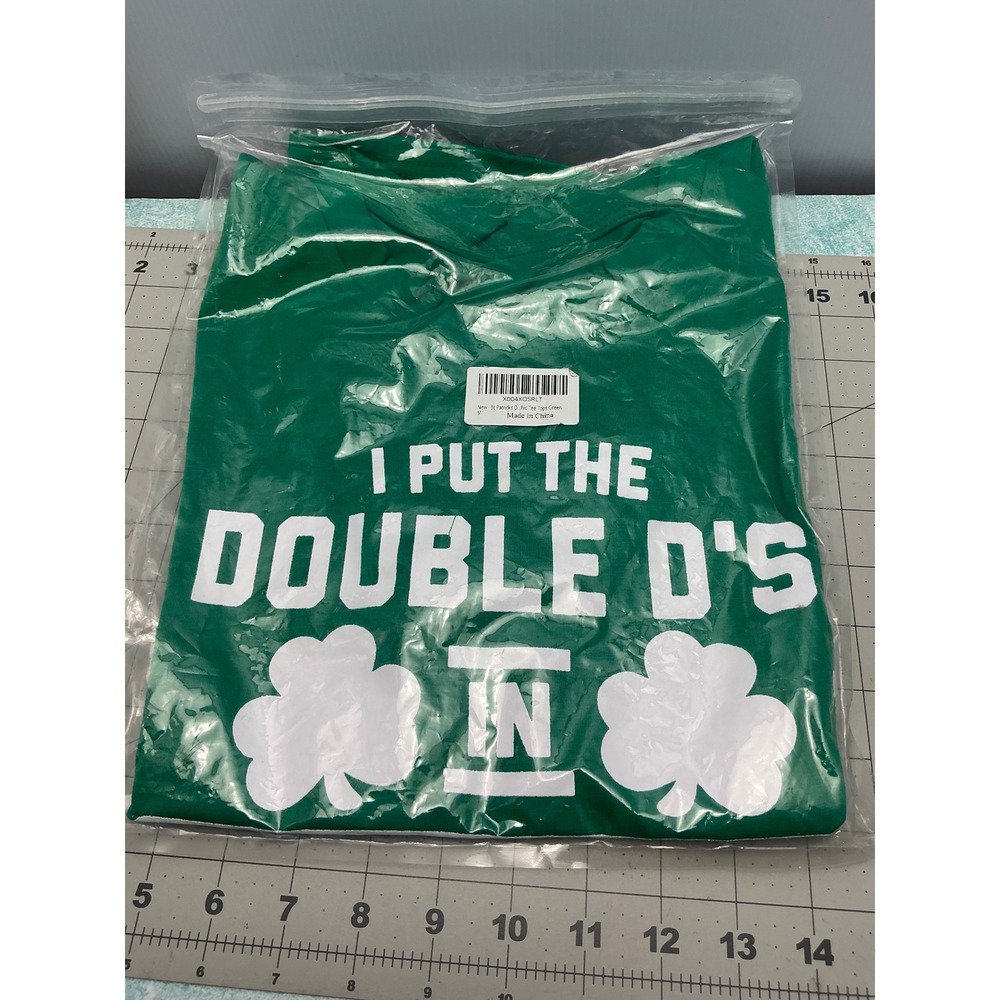 GONOSEED Women St Patricks Day Shirt Green Double D's Graphic Tee Size M